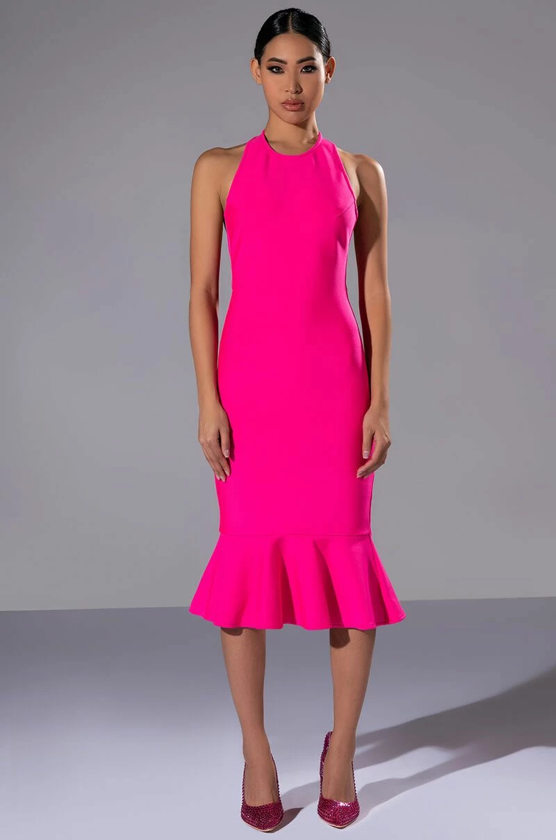 HEIRESS SLEEVELESS PEPLUM DRESS IN PINK