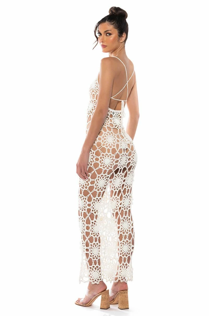 HERE COMES THE SUN CROCHET HALTER NECK MAXI DRESS