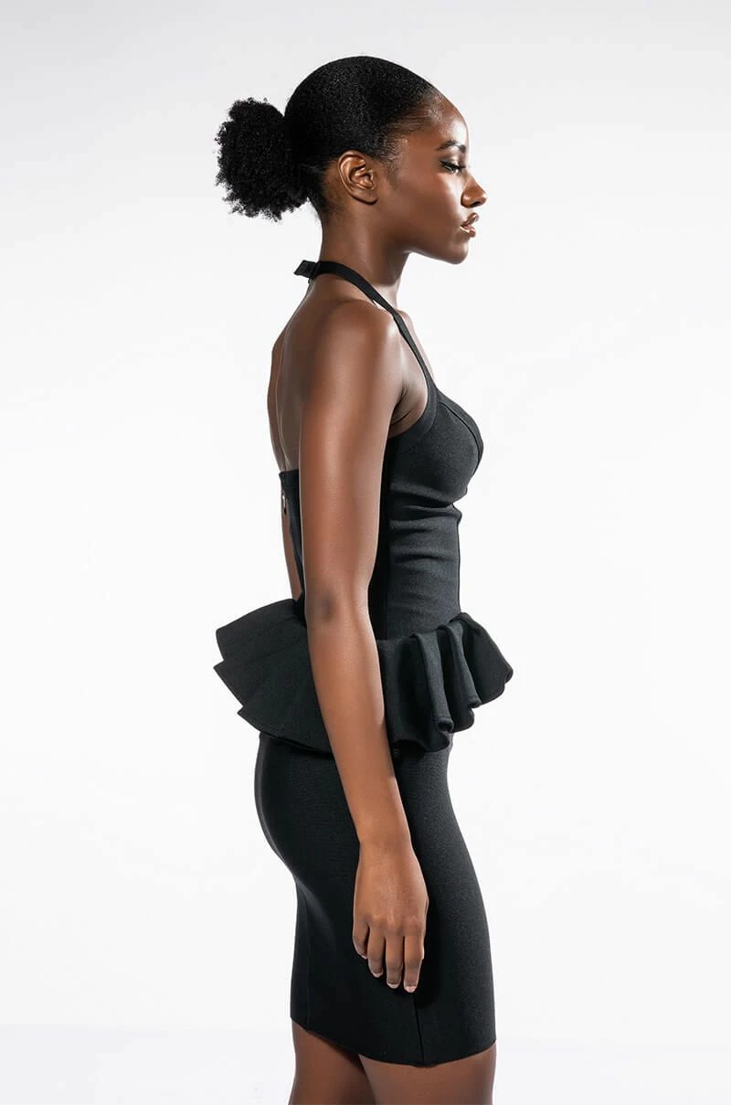 HUSTLER RUFFLE DETAIL BANDAGE MINI DRESS - Image 4