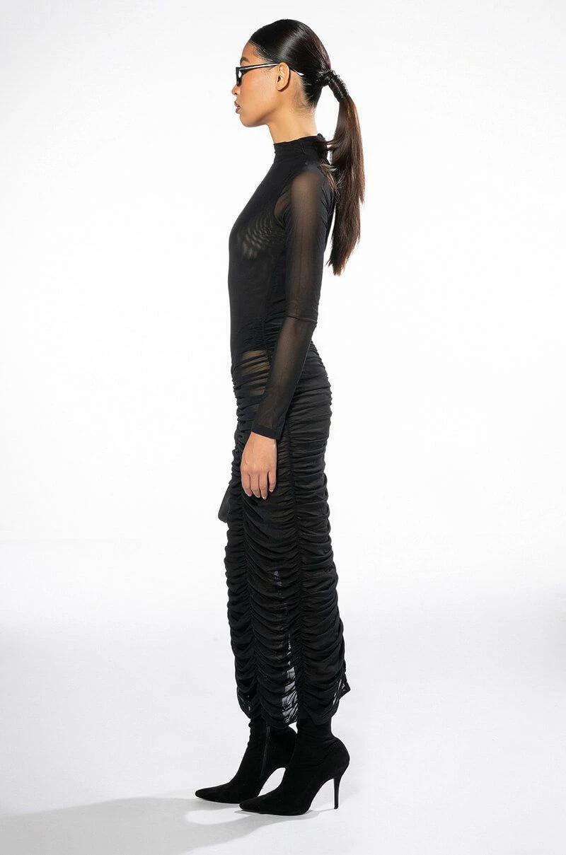 ILLUSIONS LONG SLEEVE MESH MIDI DRESS - Image 5