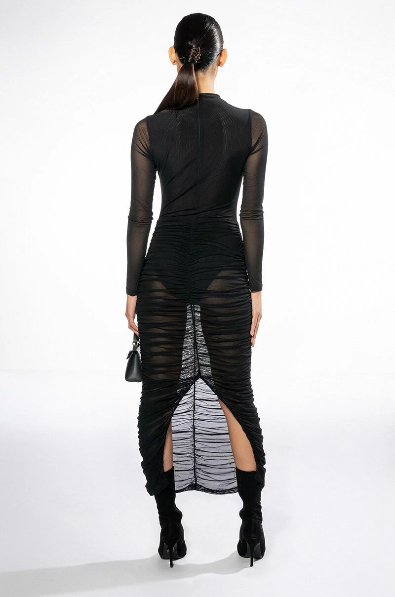 ILLUSIONS LONG SLEEVE MESH MIDI DRESS - Image 6