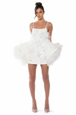 IN BLOOM FLARED MINI DRESS IN WHITE -AKIRA Shop in bloom flared mini dress in white white 3 3