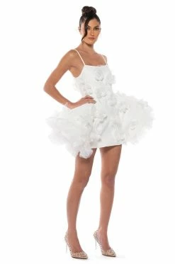 IN BLOOM FLARED MINI DRESS IN WHITE -AKIRA Shop in bloom flared mini dress in white white 4 4