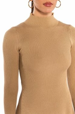 JACIE MOCK COLLAR KNIT MINI DRESS -AKIRA Shop jacie mock collar knit mini dress sand 7 7