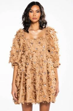 JUST A DREAM BABYDOLL MINI DRESS 11 JUST A DREAM BABYDOLL MINI DRESS -AKIRA Shop just a dream babydoll mini dress caramel 3 3