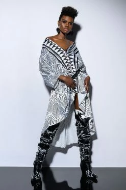 KONA PRINTED HIGH LOW KAFTAN MAXI DRESS