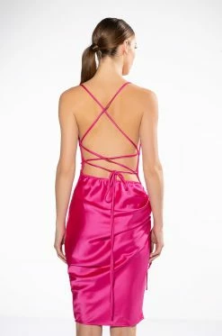 LET IT BE CINCHED CROSS BACK MIDI DRESS 15 LET IT BE CINCHED CROSS BACK MIDI DRESS -AKIRA Shop let it be cinched cross back midi dress fuchsia 6 6 c1 c1 c1