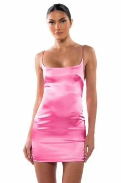 MAKE A WISH SATIN MINI DRESS IN PINK