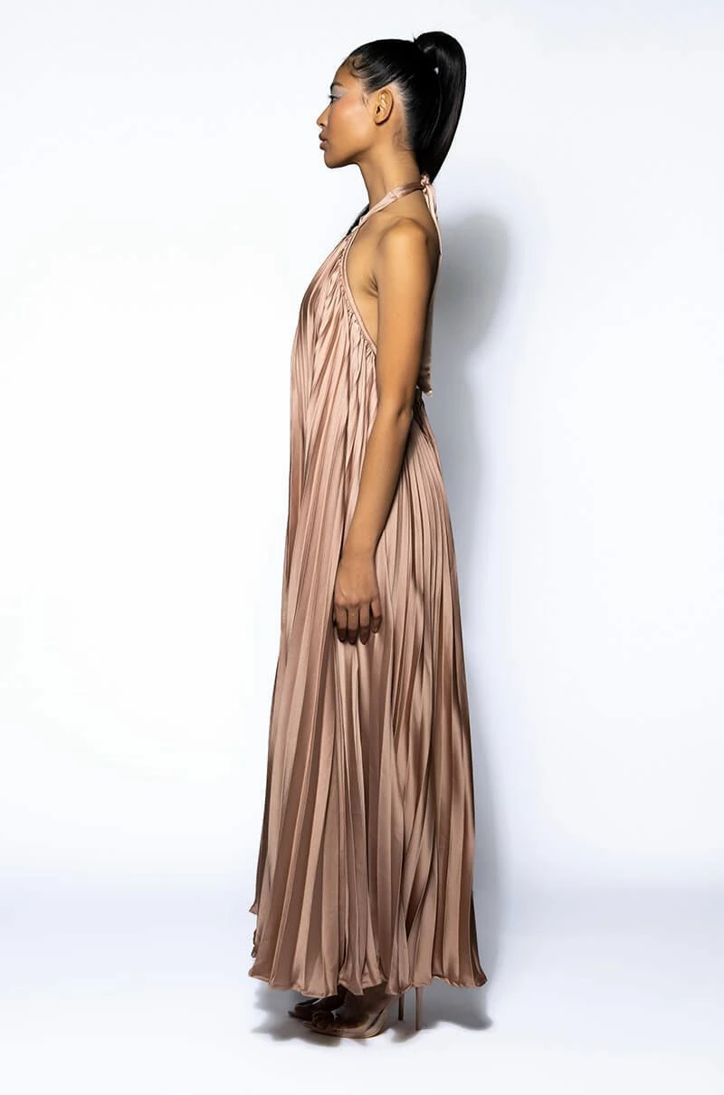 MAKE ME SWAY PLEATED HALTER MAXI DRESS - Image 4