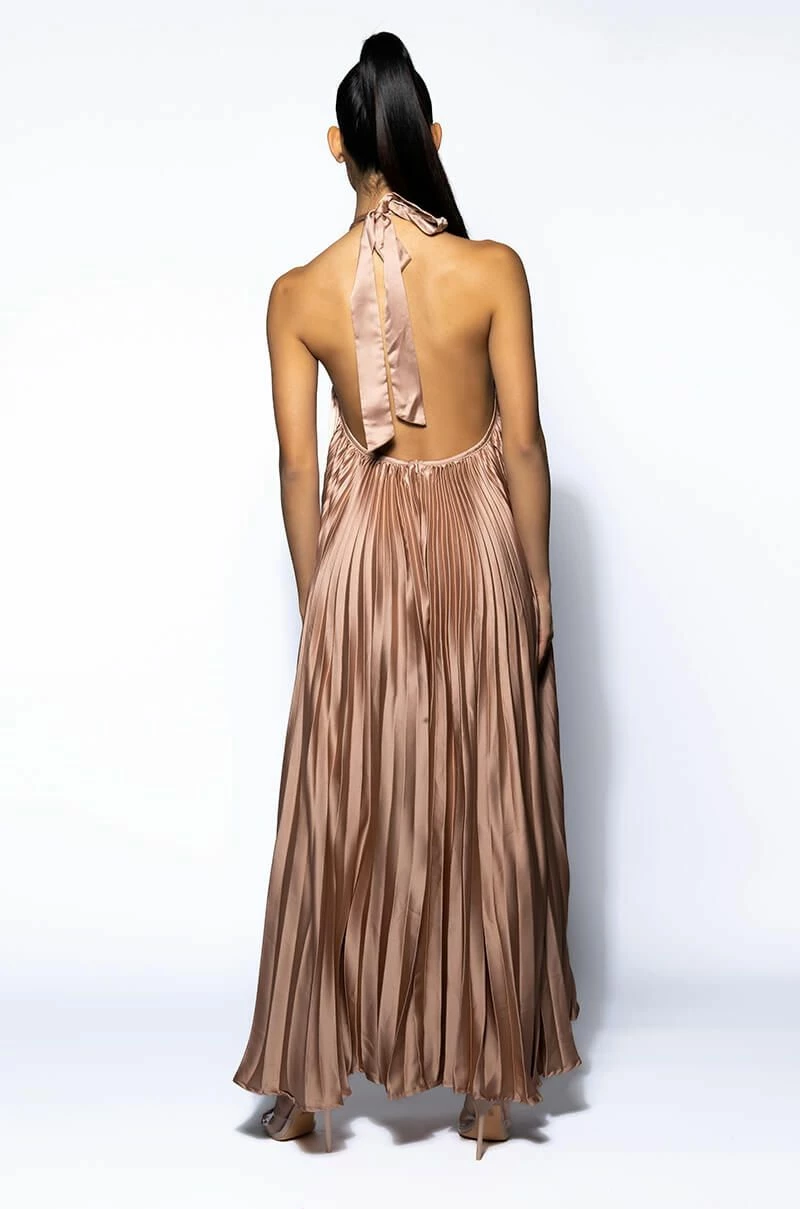 MAKE ME SWAY PLEATED HALTER MAXI DRESS - Image 5