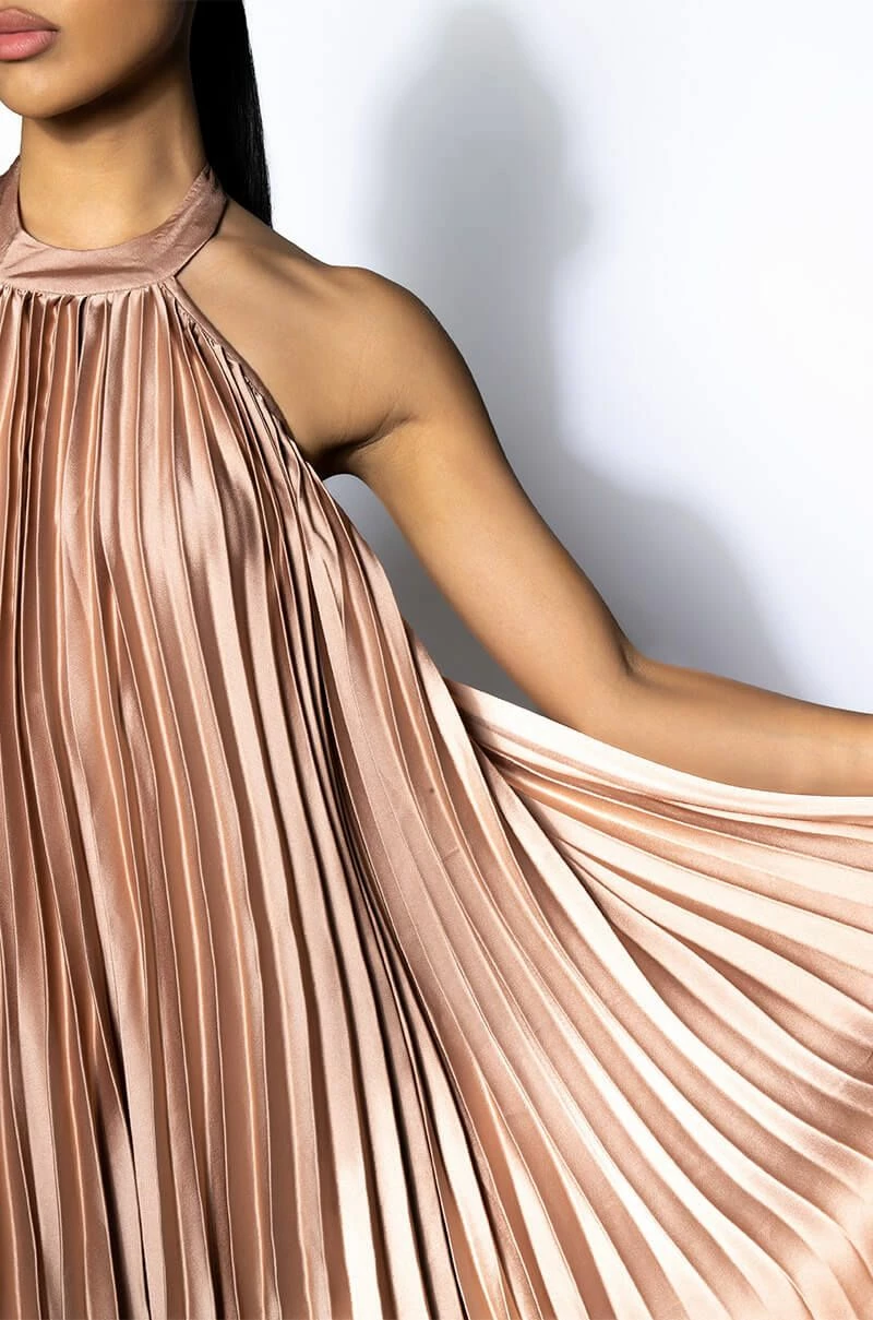 MAKE ME SWAY PLEATED HALTER MAXI DRESS - Image 6