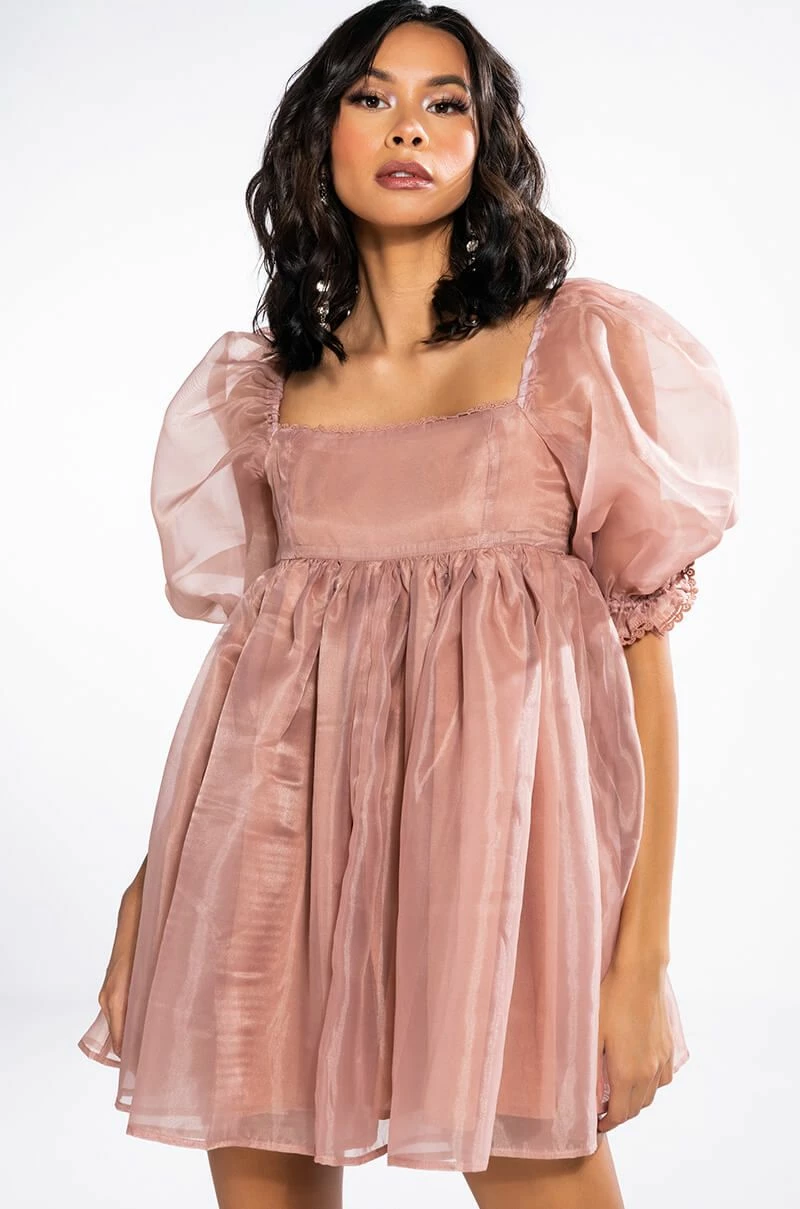 MISS HONEY SHORT SLEEVE BABYDOLL MINI DRESS