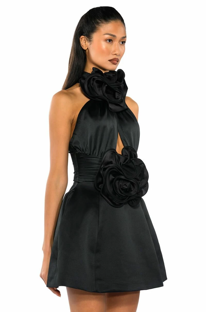 NOT YOUR BABE FLOWER DETAIL FIT AND FLARE MINI DRESS - Image 2