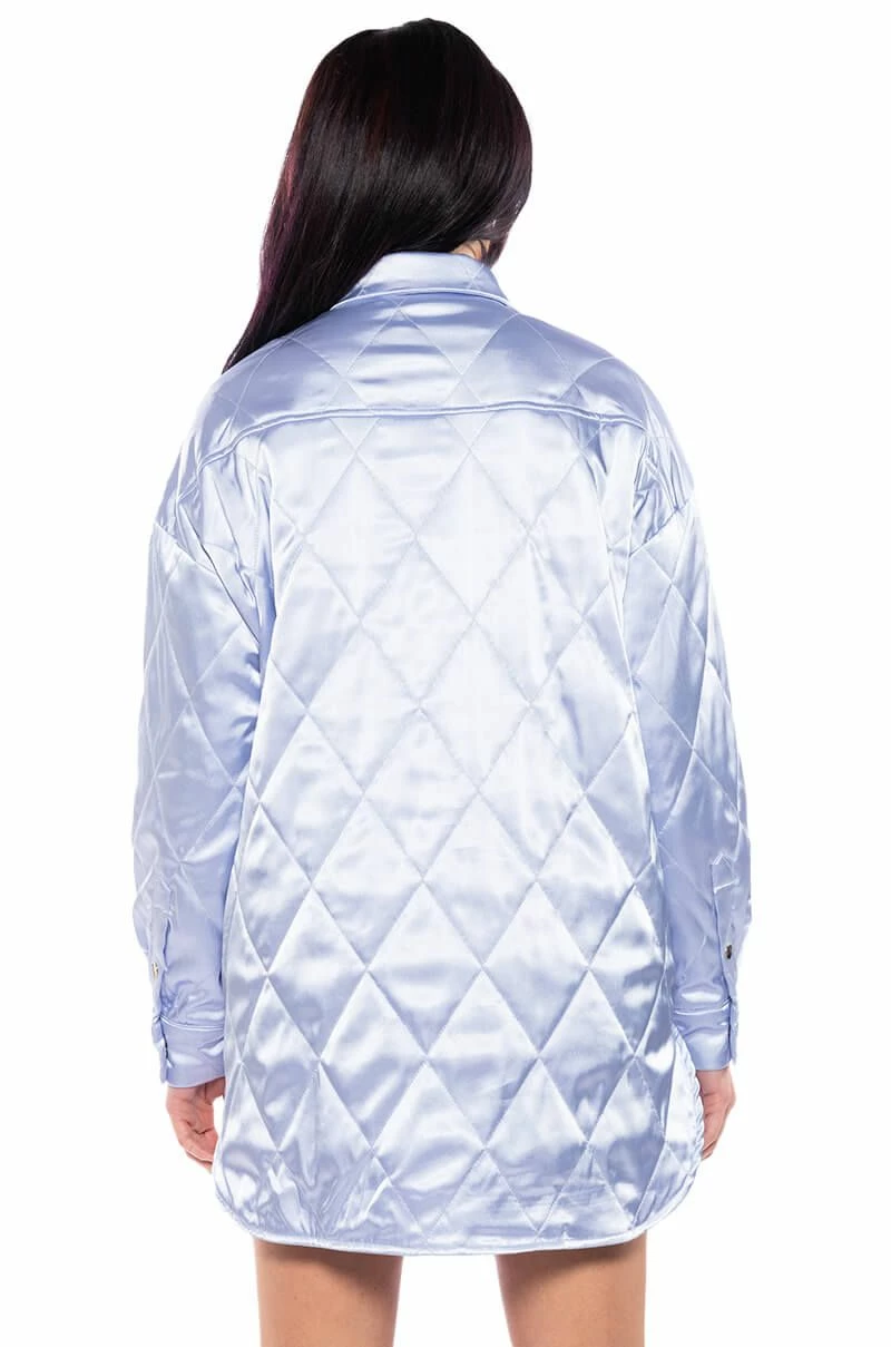 NOTHING PERSONAL QUILTED SATIN BUTTON DOWN SHIRT DRESS - Image 5