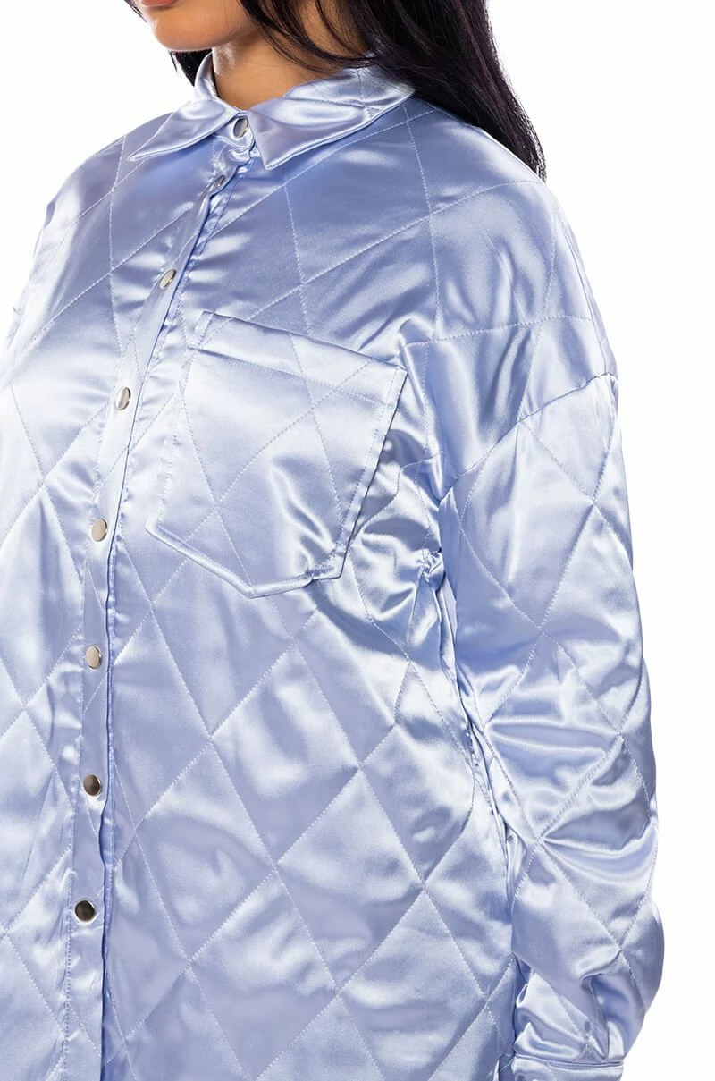 NOTHING PERSONAL QUILTED SATIN BUTTON DOWN SHIRT DRESS - Image 6