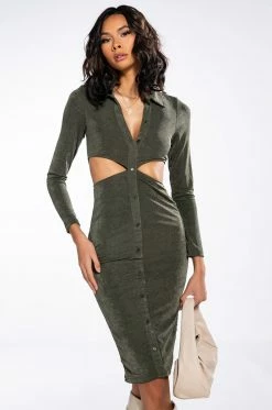 NOTHING TO PROVE MIDI DRESS WITH WAIST CUT OUT
