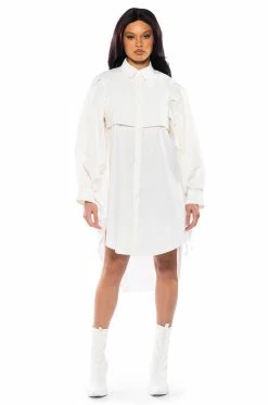 ONE STEP CLOSER OVERSIZED POPLIN BUTTON DOWN DRESS