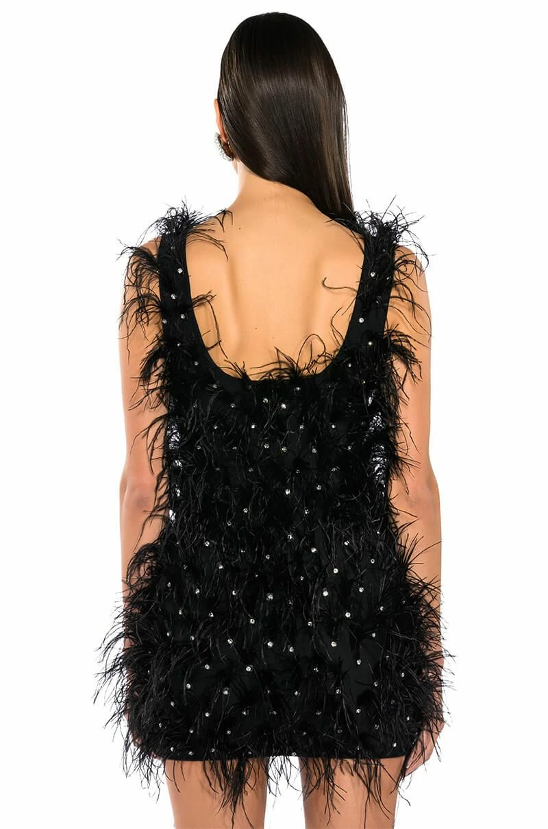 RENDEZVOUS SLEEVELESS FEATHER MINI DRESS - Image 4