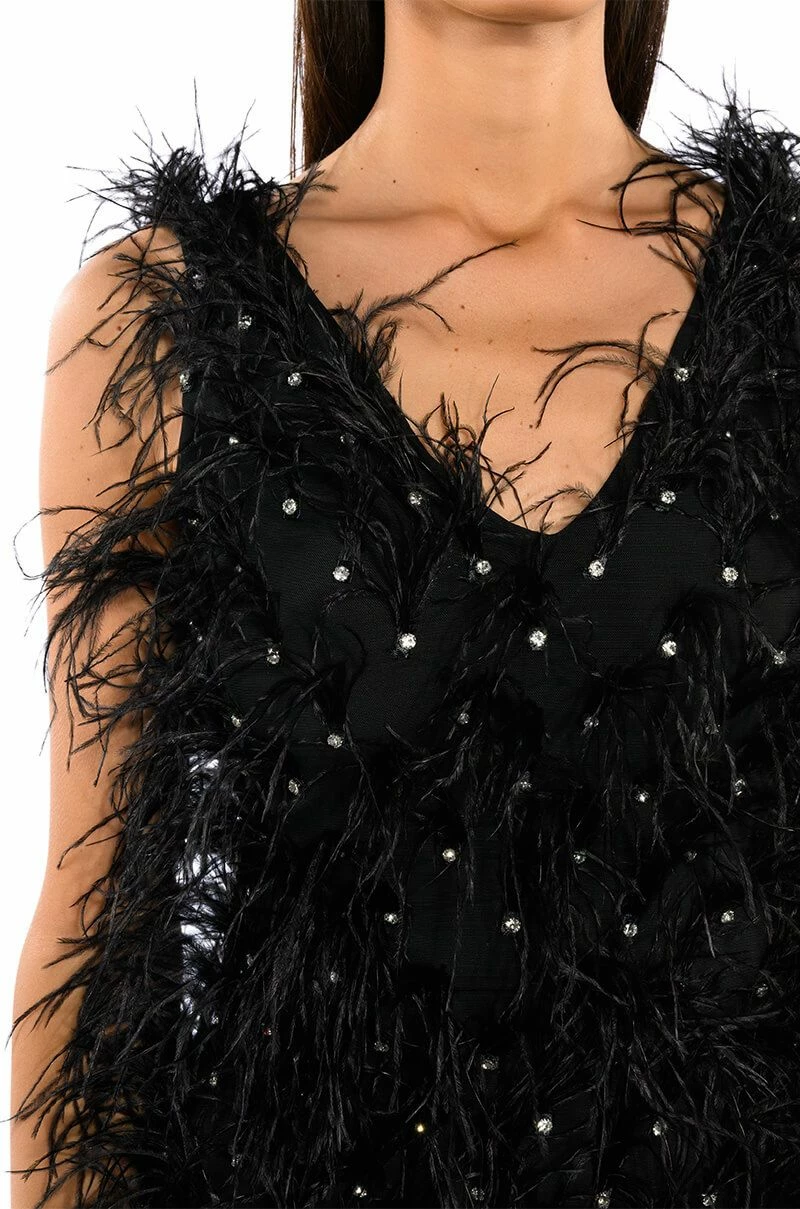 RENDEZVOUS SLEEVELESS FEATHER MINI DRESS - Image 5