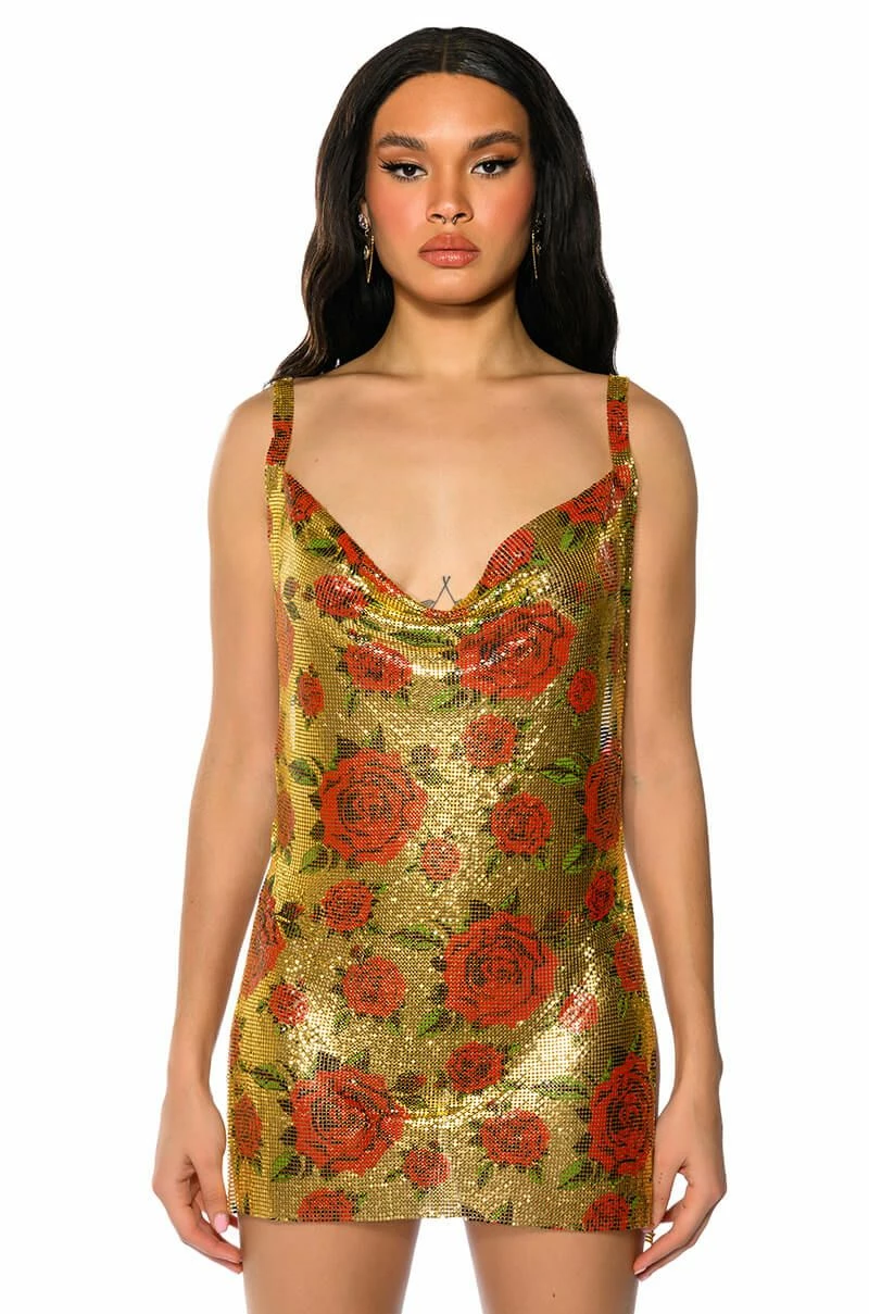 ROMANCE HIGH SHINE CHAINMAIL MINI DRESS