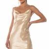 ROMANCE LIVES ON COWL NECK MINI DRESS IN LIGHT BROWN