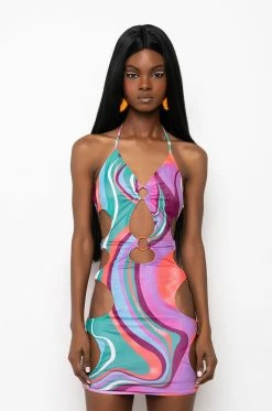 SHE AIN'T ME MINI DRESS WITH CUT OUTS 11 SHE AIN'T ME MINI DRESS WITH CUT OUTS -AKIRA Shop she aint me mini dress with cut outs pink multi 3 3 c1