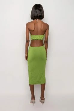 STOP STARING OPEN BACK MIDI DRESS 10 STOP STARING OPEN BACK MIDI DRESS -AKIRA Shop stop staring open back midi dress green 4 4