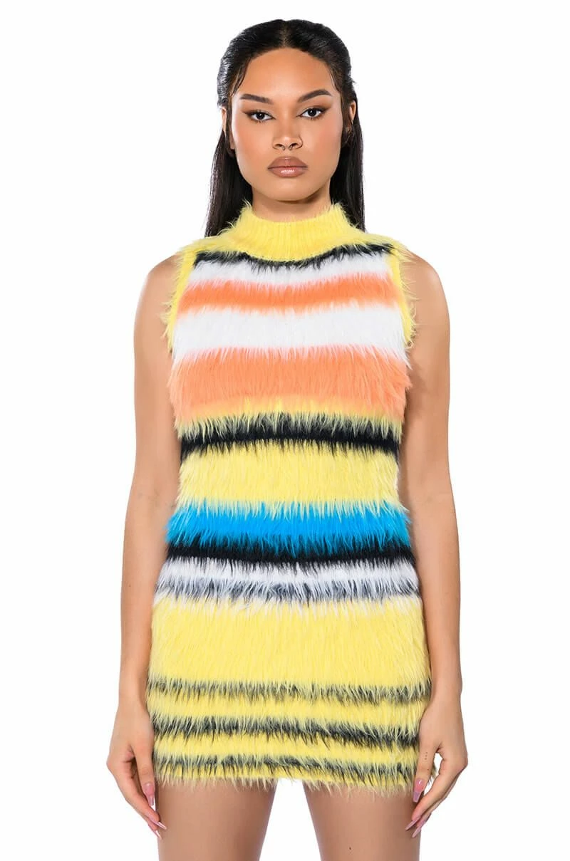 STRIPED FUZZY SWEATER DRESS - Image 2