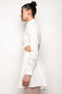 SUCH A LOOK OPEN BACK BUTTON UP FIT AND FLARE MINI DRESS -AKIRA Shop such a look open back button up fit and flare mini dress white 6 6