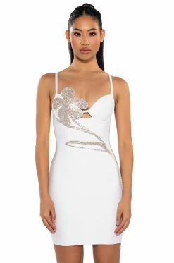 SWEETIE FLOWER DETAIL MINI DRESS