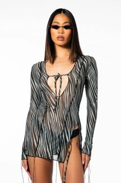 TEAR MY HEART LONG SLEEVE MINI DRESS