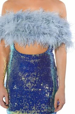 TOP TIER FEATHER DETAIL SEQUIN MAXI DRESS