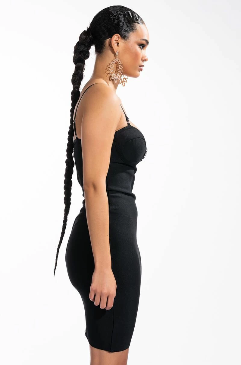 TWO FACE BANDAGE MINI DRESS WITH MESH DETAIL - Image 5