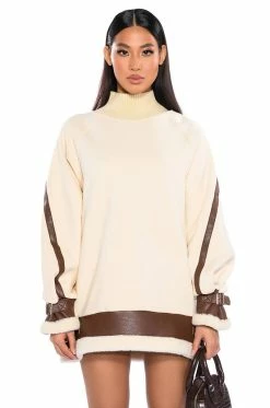 WASTE MY TIME PULL OVER MINI DRESS IN BEIGE