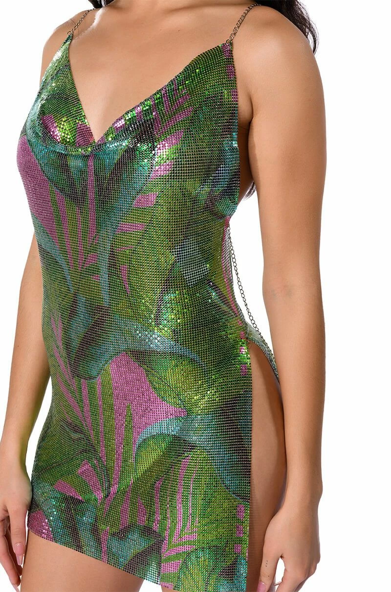 WILD CHILD COWL NECK CHAIN MAIL MINI DRESS - Image 8